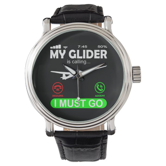 Glider Pilot Gliding is Calling Funny Telephone Watch (Front)