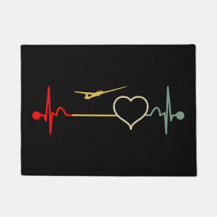 Glider Plane Pilot Heartbeat Retro Doormat