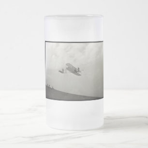 Glider Test Flight Aviation Wright Brothers Frosted Glass Beer Mug