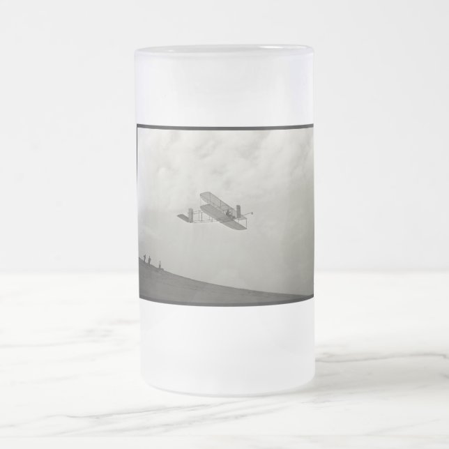 Glider Test Flight Aviation Wright Brothers Frosted Glass Beer Mug (Center)