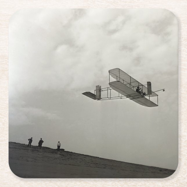 Glider Test Flight Aviation Wright Brothers Square Paper Coaster (Front)