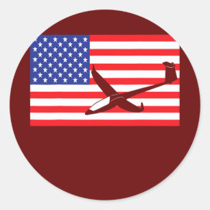 Gliding Aeroplanes USA American Flag Pilot Glider Classic Round Sticker