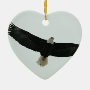 Gliding bald eagle ceramic tree decoration