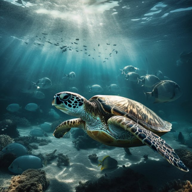 Gliding By The Coral Reef - Sea Turtle Jigsaw Puzzle (Creator Uploaded)