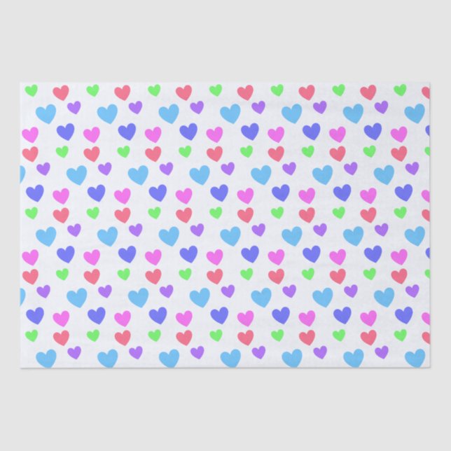 Gliding Hearts - Assorted Pastel Colours Tissue Paper (Front)