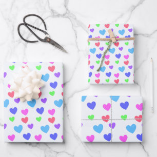 Gliding Hearts - Assorted Pastel Colours Wrapping Paper Sheet