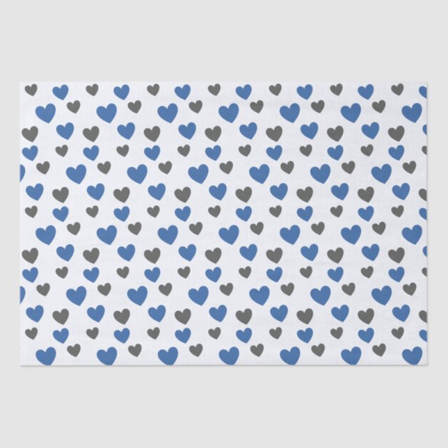 Gliding Hearts - Blue and Grey  Tissue Paper (Front)