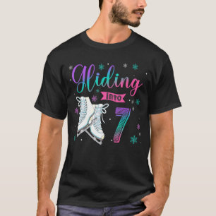 Gliding Into 7 Years Old Figure Ice Skate 7th Birt T-Shirt