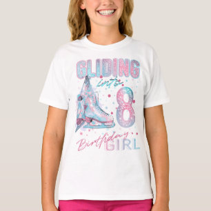 Gliding into 8, figure skating birthday  T-Shirt