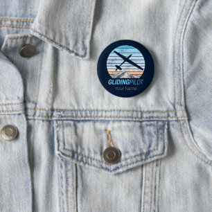 Gliding Pilot Vintage Aviator Sunset Aeroplane 6 Cm Round Badge