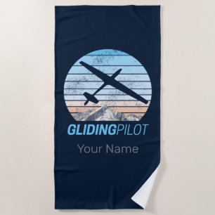 Gliding Pilot Vintage Aviator Sunset Aeroplane Beach Towel