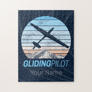 Gliding Pilot Vintage Aviator Sunset Aeroplane Jigsaw Puzzle
