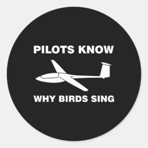 Gliding Soaring Pilot Glider Sailplane Birds Classic Round Sticker