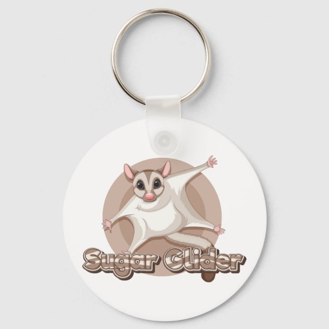 Gliding Sugar Glider Cartoon Art Key Ring (Front)