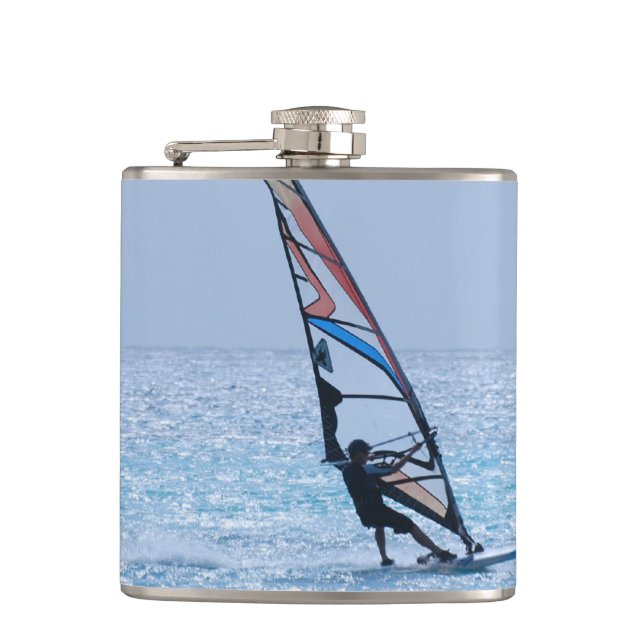 Gliding Windsurfer Hip Flask (Front)