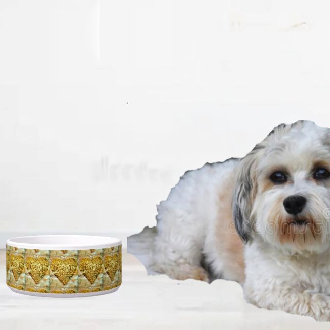 Glimmer Of Love (Dish up a little love, with this elegant, Glimmer Of Love Pet Bowl!)