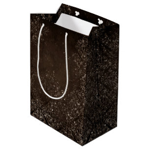 Glimmering Bronze Grunge   Gorgeous Brown Damask Medium Gift Bag