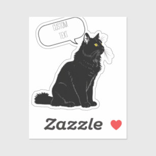Glimmering Gaze: Personalized Fluffy Black Cat