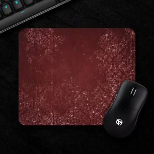 Glimmering Henna Grunge Dark Blood Red Damask Mouse Mat