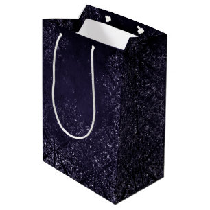 Glimmering Indigo Grunge Midnight Purple Damask Medium Gift Bag
