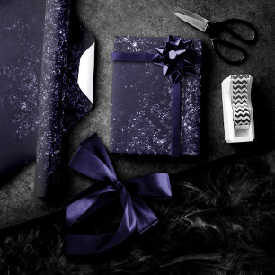 Glimmering Indigo Grunge   Midnight Purple Damask Wrapping Paper