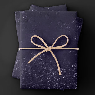 Glimmering Indigo Grunge Midnight Purple Damask Wrapping Paper Sheet