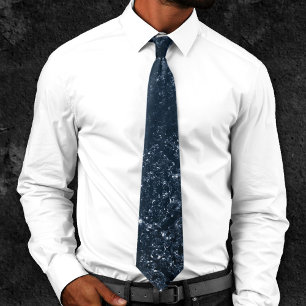 Glimmering Navy Grunge   Dark Blue Luxury Damask Tie