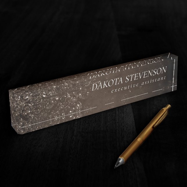 Glimmery Bronze Grunge | Rich Brown Glam Damask Nameplate (Creator Uploaded)
