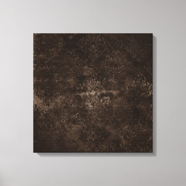 Glimmery Brown Grunge | Gorgeous Bronze Damask Canvas Print (Front)