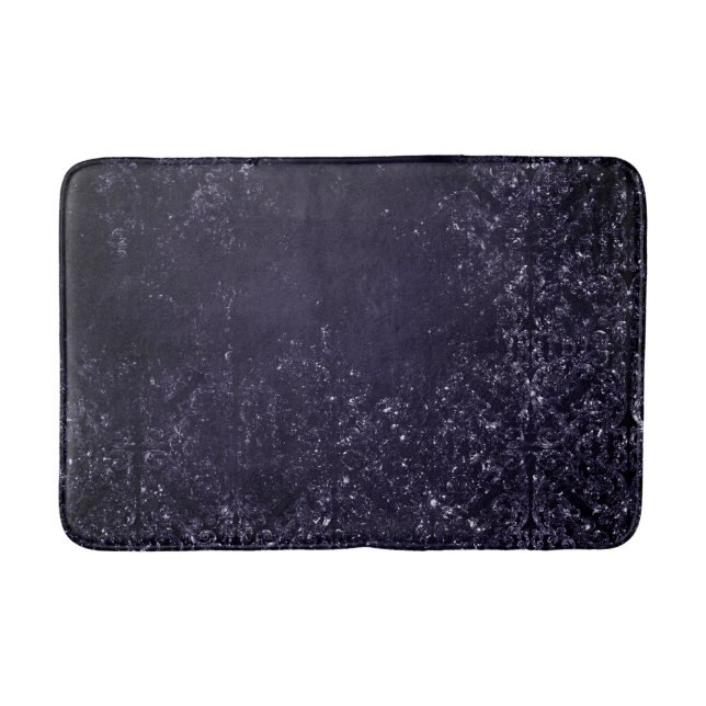Glimmery Indigo Grunge | Midnight Purple Damask Bath Mat (Front)