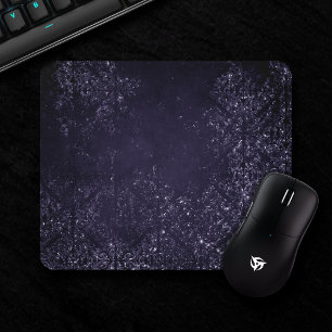 Glimmery Indigo Grunge Midnight Purple Damask Mouse Mat