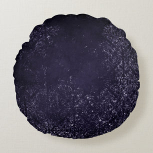 Glimmery Indigo Grunge   Midnight Purple Damask Round Cushion