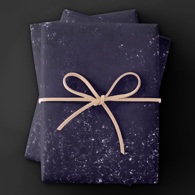 Glimmery Indigo Grunge | Midnight Purple Damask Wrapping Paper Sheet (Creator Uploaded)