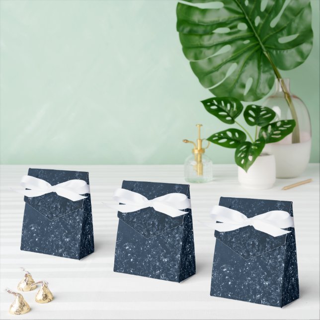 Glimmery Navy Grunge | Dark Sapphire Blue Damask Favour Box (Multiple)