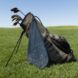 Glimmery Navy Grunge   Dark Sapphire Blue Damask Golf Towel