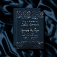 Glimmery Navy Grunge | Dark Sapphire Blue Damask