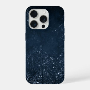 Glimmery Navy Grunge Dark Sapphire Blue Damask iPhone 15 Pro Case