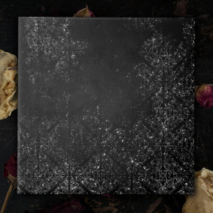 Glimmery Onyx Grunge   Silvery Black Glam Damask Tile