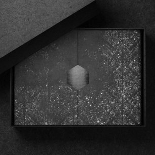 Glimmery Onyx Grunge   Silvery Black Glam Damask Tissue Paper