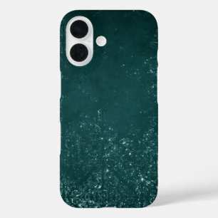 Glimmery Teal Grunge   Rich Dark Green Glam Damask iPhone 16 Case
