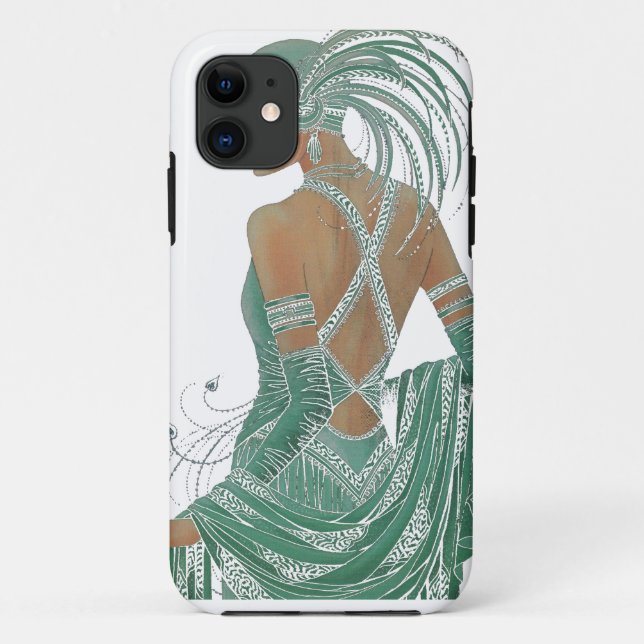 Glimpse of Elegance: Green Backless Dress Design Case-Mate iPhone Case (Back)