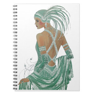 Glimpse of Elegance: Green Backless Dress Design Notebook