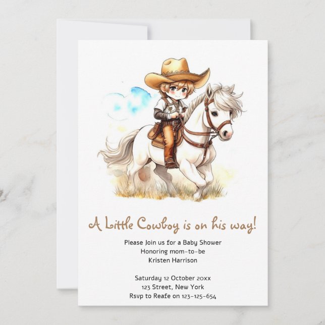 Glimpse of West: Rustic Cowboy Baby Shower Invitation (Front)
