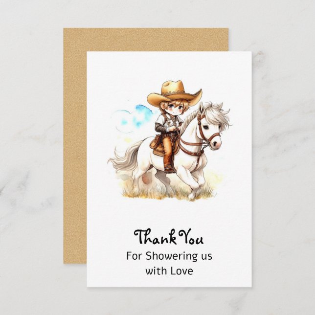 Glimpse of West: Rustic Cowboy Baby Shower Thank You Card (Front/Back)