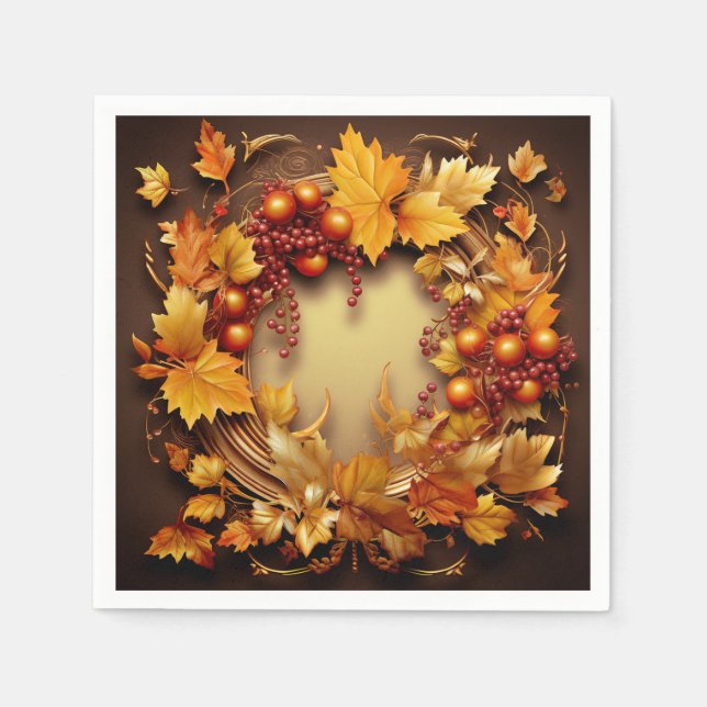 Glimpses of Autumn: Wreath Harvest Napkin (Front)