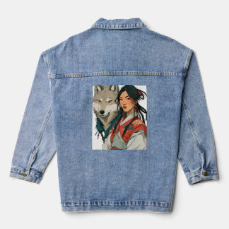"Glimpses of the Steppe: The Mongolian Woman" Denim Jacket