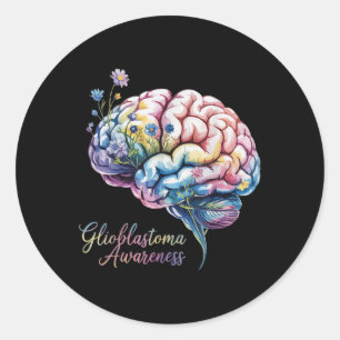 Glioblastoma Awareness Floral Brain Brain Cancer S Classic Round Sticker