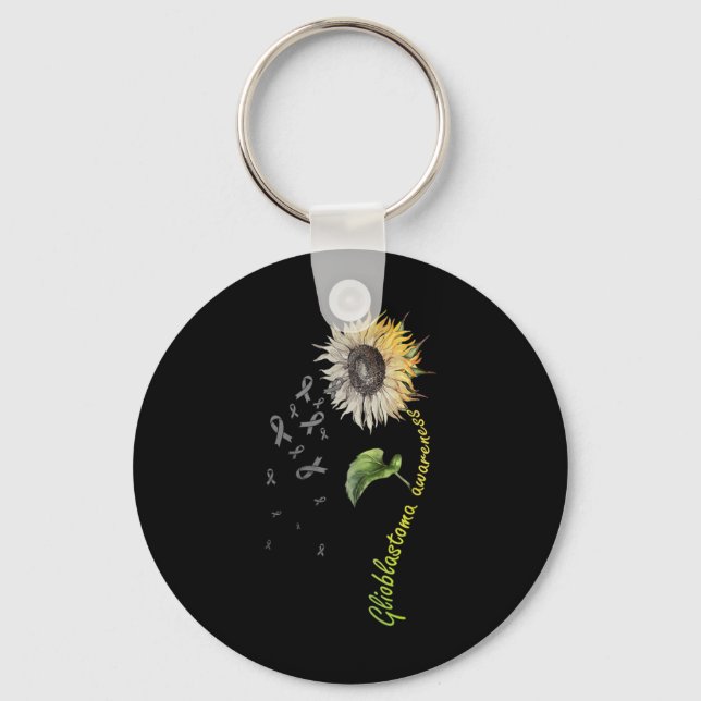 Glioblastoma Awareness Sunflower  Key Ring (Front)