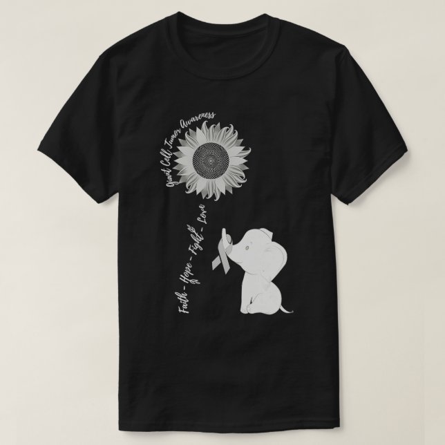 Glioma Awareness Brain Cancer Related Sunflower Ri T-Shirt (Design Front)