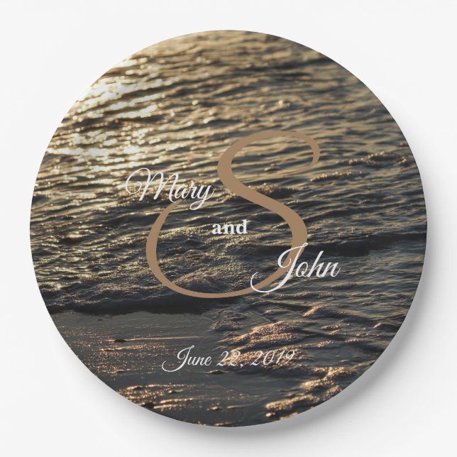 Glistening Beach Morning Wedding Paper Plate (Front)